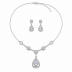 Marvel Silver white stone drop necklace set with matching earrings for women