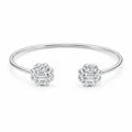 Marvel Silver white stone open silver kada for girls with sparkling floral design