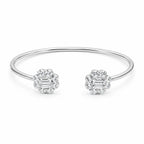 Marvel Silver white stone open silver kada for girls with sparkling floral design