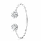 Marvel Silver white stone open silver kada for girls with sparkling floral design