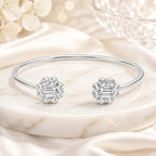Marvel Silver white stone open silver kada for girls with sparkling floral design