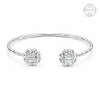 Marvel Silver white stone open silver kada for girls with sparkling floral design