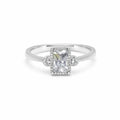 Marvel Silver white stone rectangular silver ring for women with heart side design