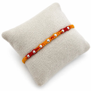 Silver Yellow Red Bead Rakhi for Brother