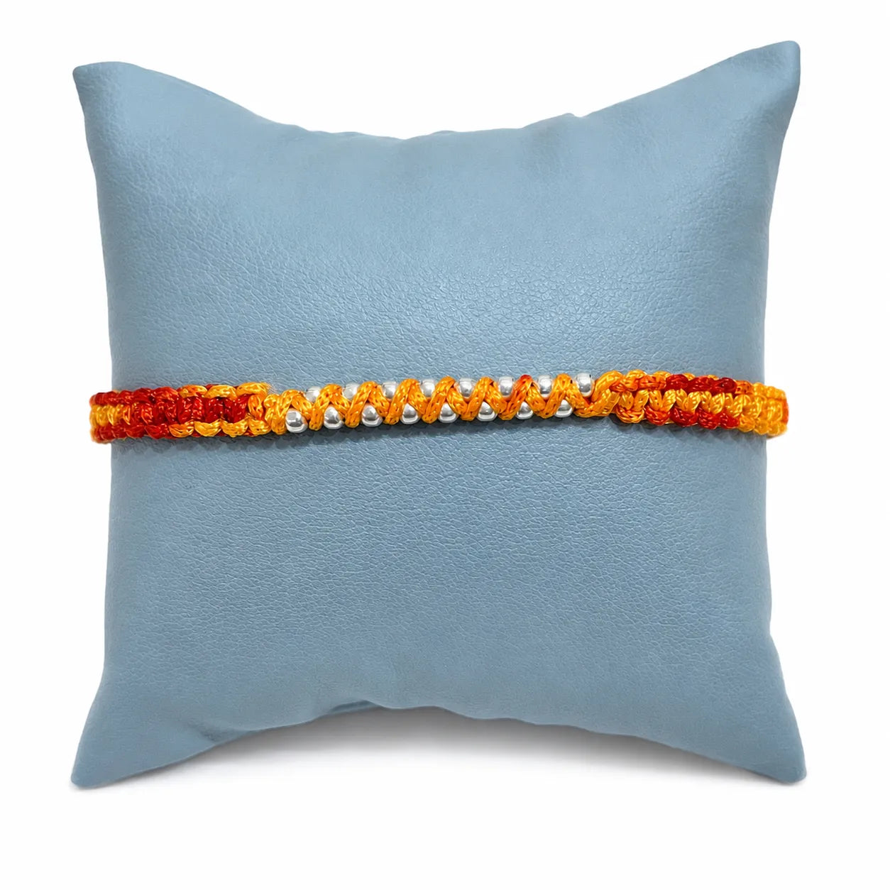 Marvel Silver yellow and red braided rakhi bracelet for men with silver-tone bead detailing