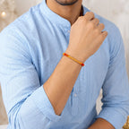 Marvel Silver yellow and red braided rakhi bracelet for men with silver-tone bead detailing