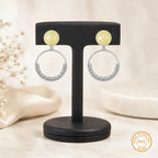 Marvel Silver yellow stone hoop drop earrings for girls with 3.5 cm length and 1 cm stone