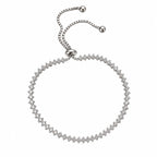 Marvel Silver Sparkling Diamond-Line Adjustable Silver Bracelet for Girls with Stone-Studded Design and Sliding Ball Closure