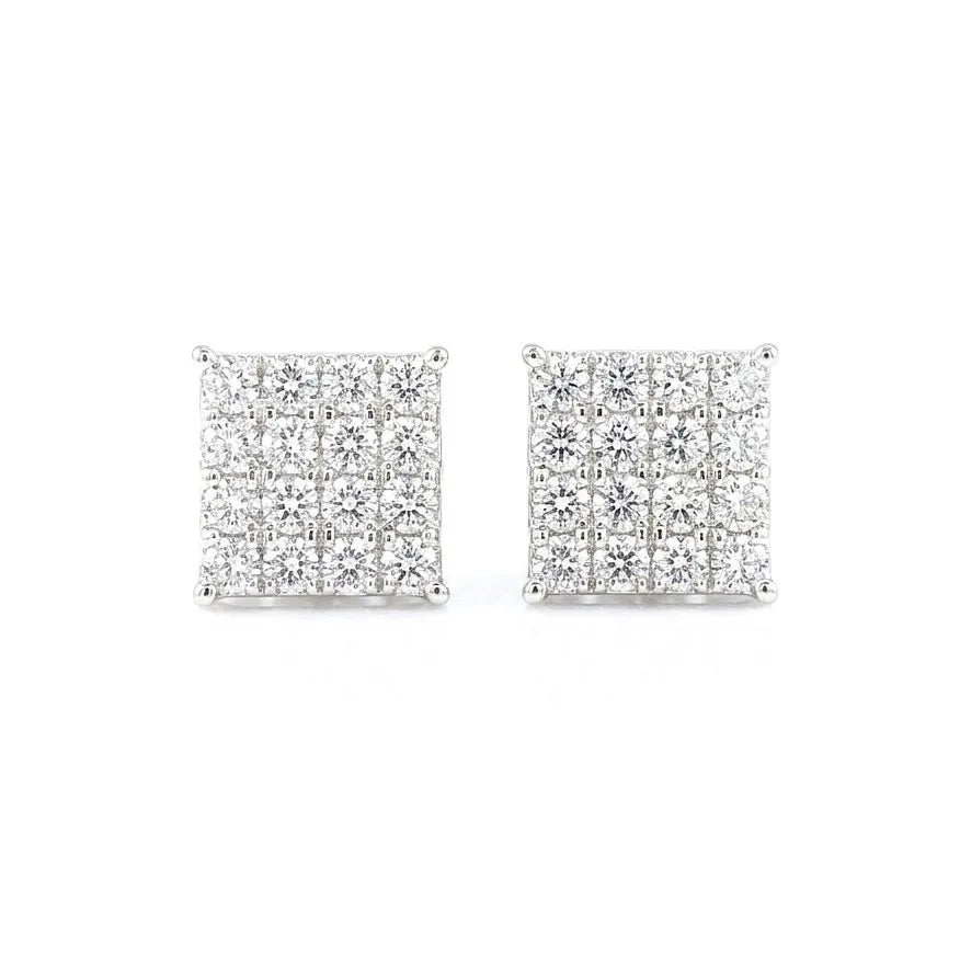 Marvel Silver square Cubic Zirconia stud earrings for men and boys featuring a sparkling diamond-look cluster design in a premium silver-plated finish.