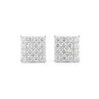 Marvel Silver square Cubic Zirconia stud earrings for men and boys featuring a sparkling diamond-look cluster design in a premium silver-plated finish.
