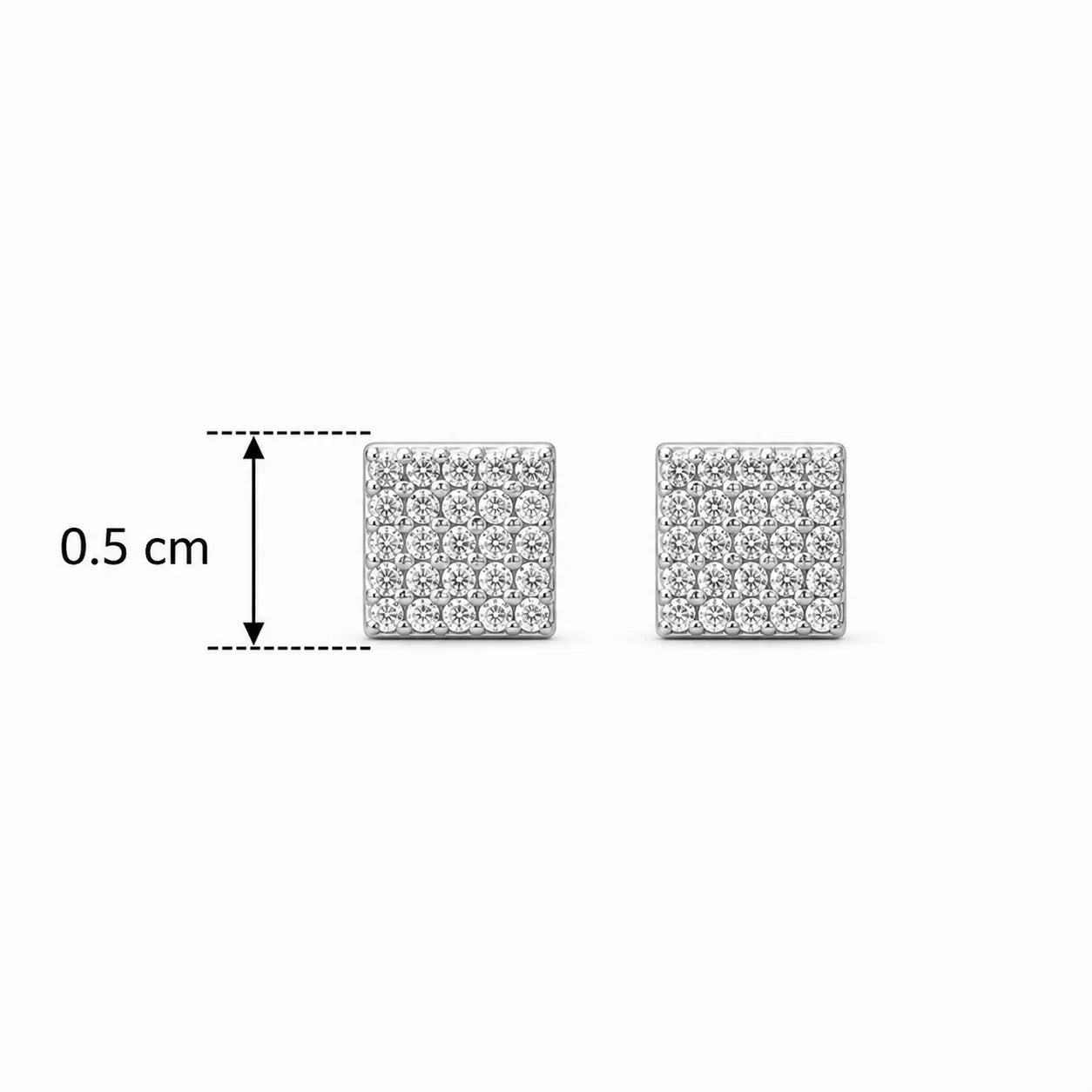 Marvel Silver square Cubic Zirconia stud earrings for men and boys featuring a sparkling diamond-look cluster design in a premium silver-plated finish.