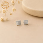 Marvel Silver square Cubic Zirconia stud earrings for men and boys featuring a sparkling diamond-look cluster design in a premium silver-plated finish.