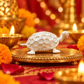 Marvel Silver Traditional Silver Tortoise Idol with Intricate Shell Design for Vastu and Home Decor