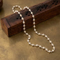 Silver Beaded Chain Mala with White Beads and Silver Detailing – Marvel Silver