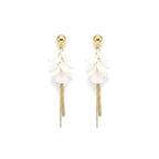 Marvel Silver White Floral Tassel Drop Gold Plated Imitation Earrings for Women with Elegant Chain Design