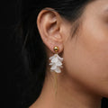 Marvel Silver White Floral Tassel Drop Gold Plated Imitation Earrings for Women with Elegant Chain Design