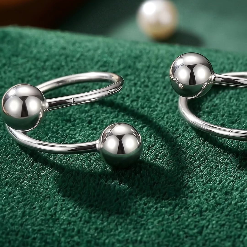 Silver Spiral Ball Earrings