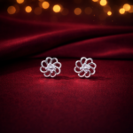 Silver Floral Crystal Stud Earrings