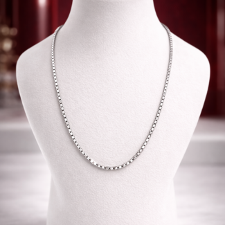 Square Box Silver Chain
