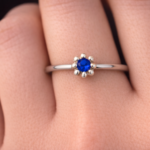 Blue Stone Solitaire Silver Ring – 925 Sterling Silver