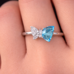 Asymmetrical blue stone with floral cluster