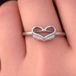 Open Heart Silver Ring with Stone Detail – 925