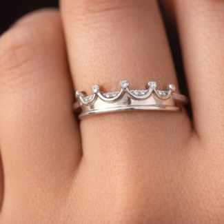 Crown Design Silver Band Ring – 925 Sterling Silver