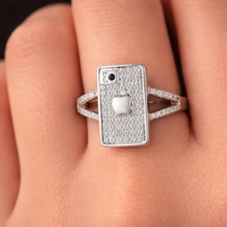 Phone Motif Silver Statement Ring – 925 Sterling Silver
