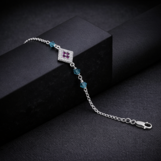 Square Charm Blue Crystal Bracelet