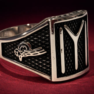 Nordic Rune Signet Ring – Matte Black & Silver