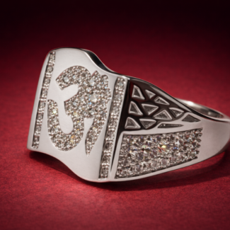 Royal Om Pavé Ring – Full CZ Statement in Silver