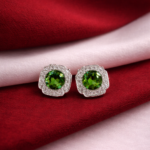 Green round halo studs