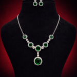 Imperial Halo Emerald Necklace Set