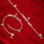 Silver Floral Leaf Charm Payal