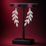 Ruby Leaf Drop Earrings