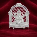 Premium Lord Ganesha Silver Idol with Decorative Arch Frame