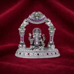 Temple Style Lord Ganesha Silver Idol with Ornate Arch