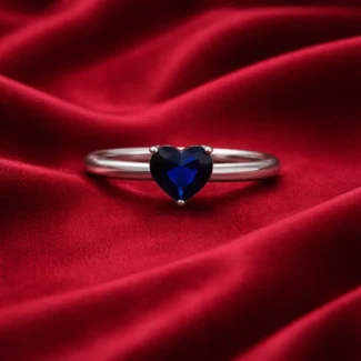 Midnight Blue Heart Silver Ring