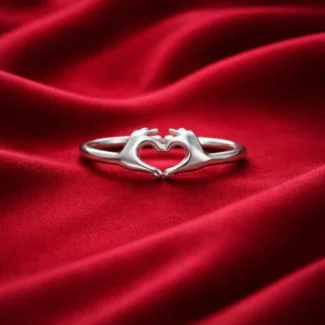 Forever Hands Heart Silver Ring