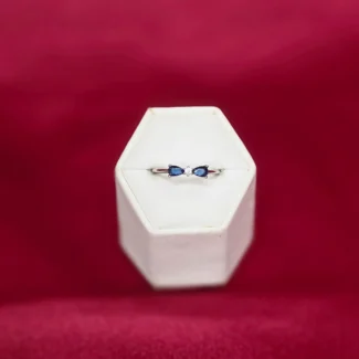 Twin Sapphire Teardrop Silver Ring