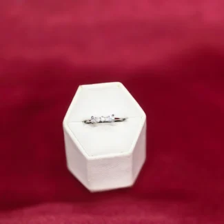 Twin Crystal Bow Silver Ring