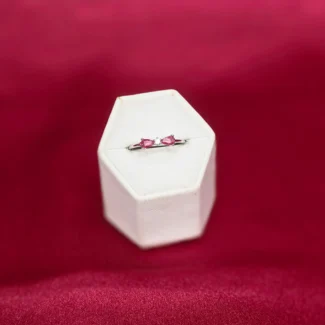 Twin Blush Teardrop Silver Ring