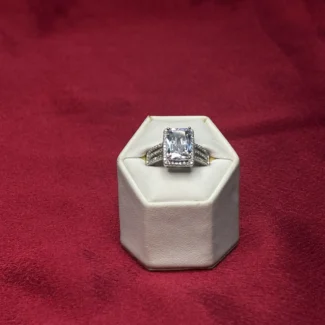 Radiant Emerald-Cut Halo Silver Ring