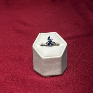 Midnight Leaf Sapphire Silver Ring