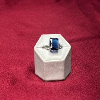 Midnight Sapphire Radiant Halo Ring