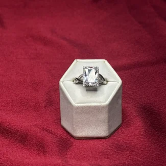 Classic Solitaire Halo Silver Ring