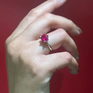 Crimson Blaze Solitaire Ring