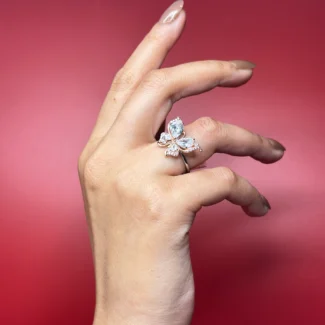 Crystal Petal Statement Ring