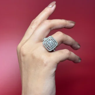 Imperial Square Halo Ring