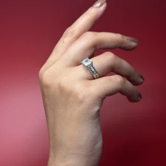 Princess Cut Structured Band Ring